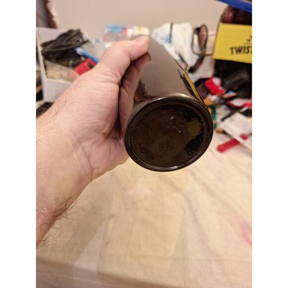 Vintage Wajima lacquer IKEBANA FLOWER VASE Gold Painted Black With Gold Flake - Picture 5 of 6